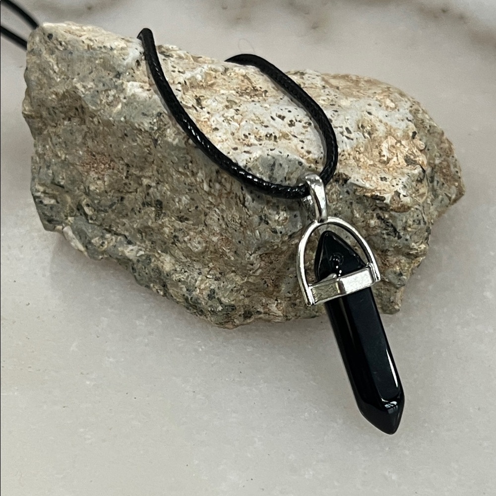 Black Onyx Corded Pendant Necklace